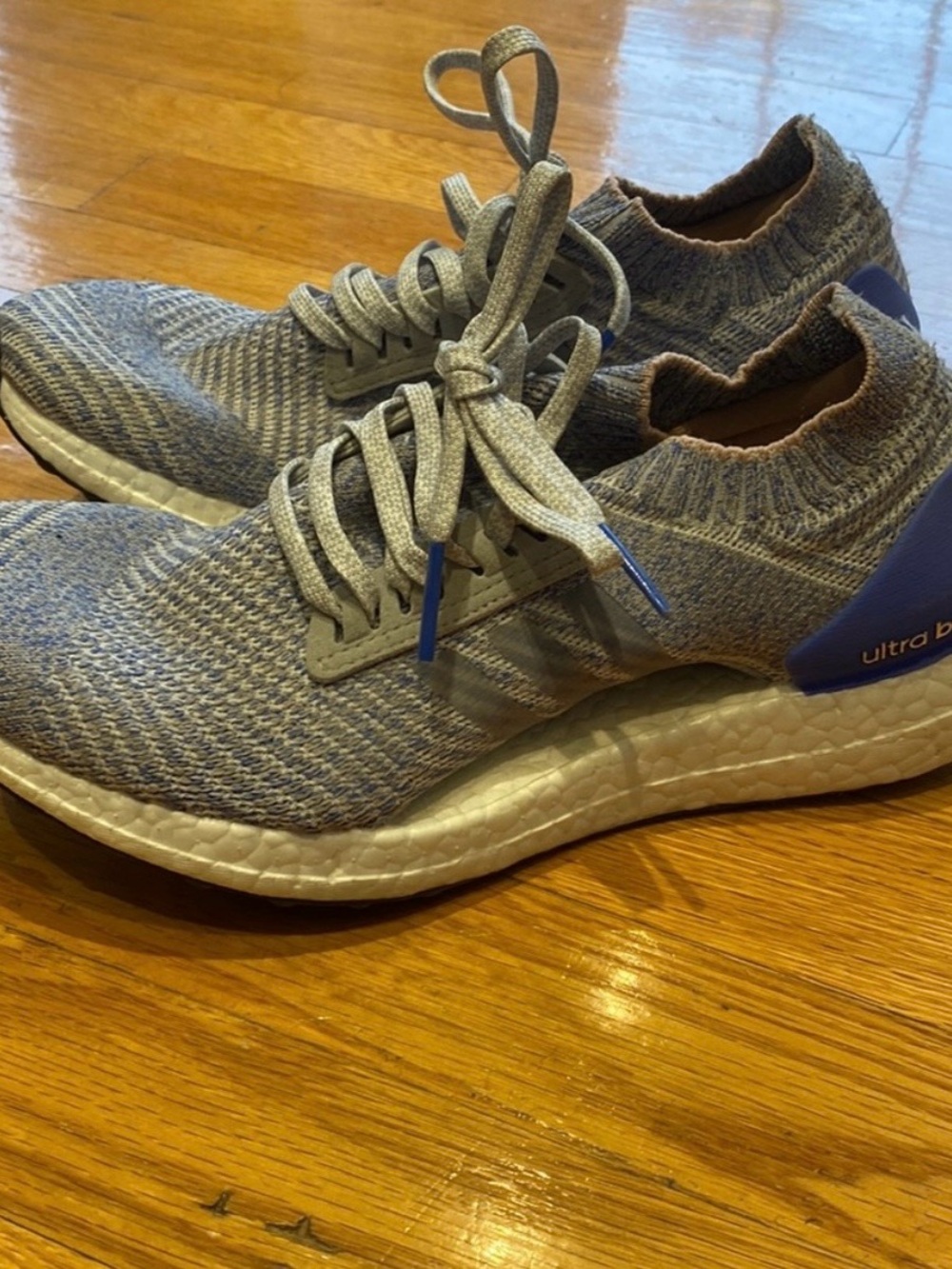 Adidas Women’s Knit Athletic Shoes in Gray and Blue